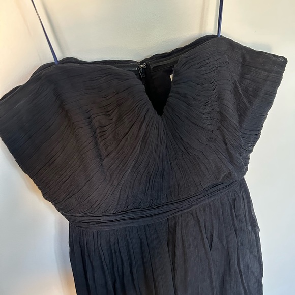 J Crew 100% silk chiffon strapless dress. Navy Blue - Picture 2 of 7
